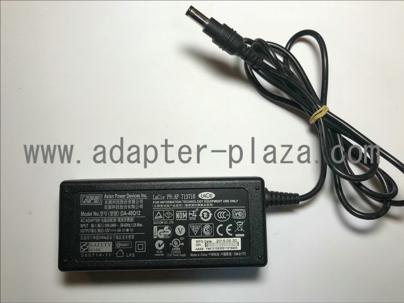 NEW Original APD 12V 4A DA-48Q12 AC Adapter for Lacie PN 713710 POWER DEVICES - Click Image to Close